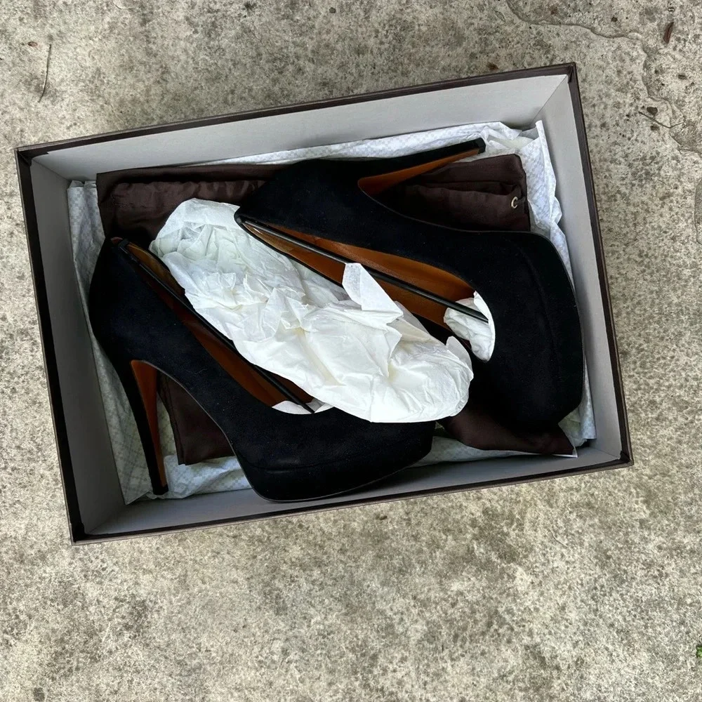 Gucci Kid Scamosciato Cuir Platform Heels, size  37 - Picture 9 of 14